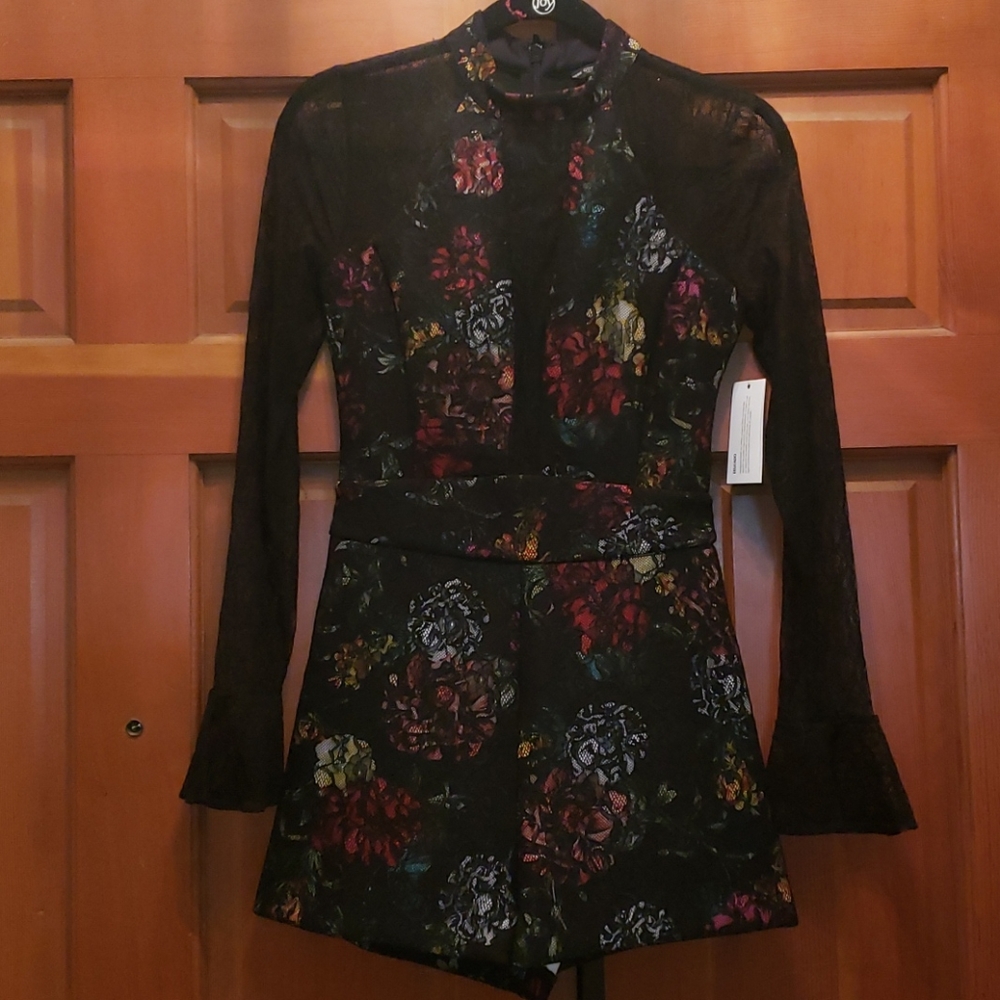 Guess Long Sleeve Lace Romper